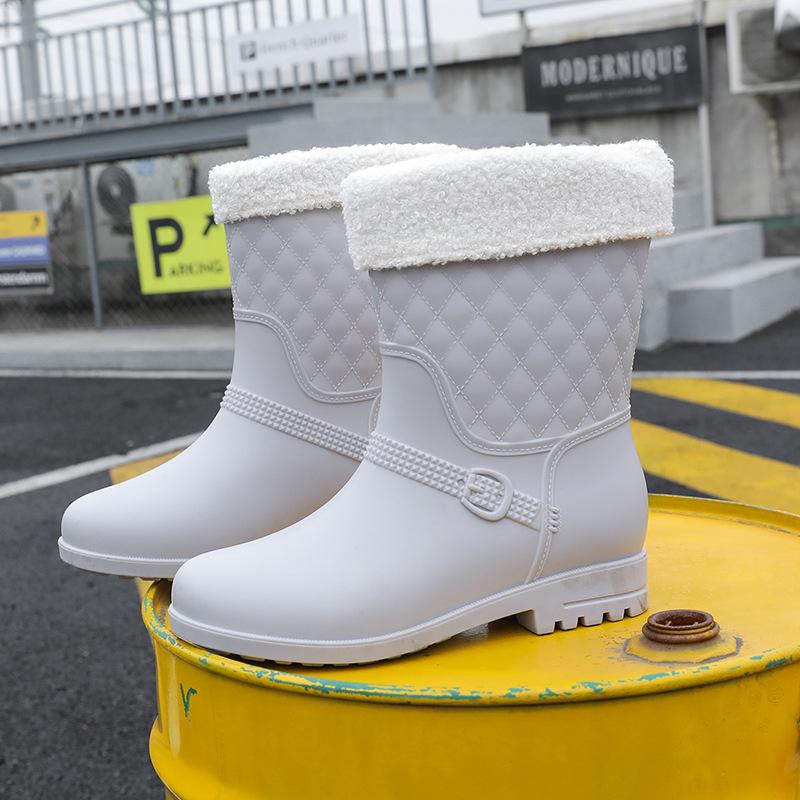 Waterproof Rain Boots Women's Fashion Rubber Shoes Casual Women's Boots Women's Water Shoes Women's Medium Tube Rain Shoes