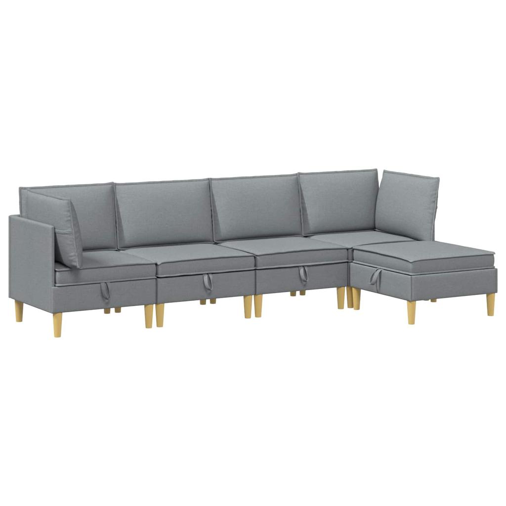 Modular Sofa Set with Storage Space 5 Pcs Light Grey Fabric