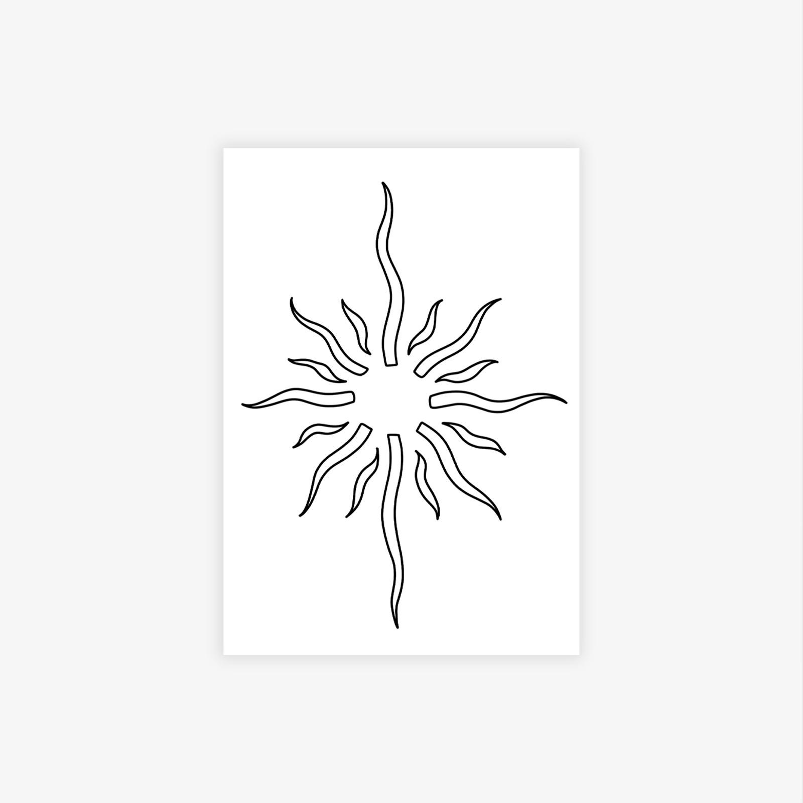 

Premium Dark Y2K Personalized Simple Sun Line Tattoo Sticker 7*10CM