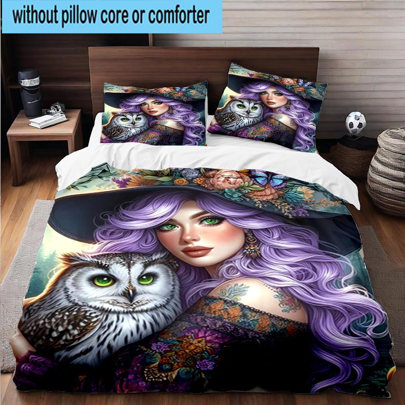 Witchcraft In The Moonlight 3pcs Bedding,Including 1pc Duvet Cover And 2pcs Pillowcases Perfect for Christmas,Ideal for Bedroom, Dormitory