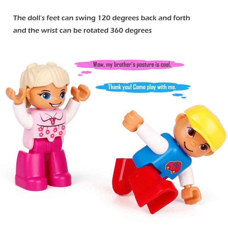 Model de figurină Minifigură de dimensiuni mari Familie de păpuși cu bloc de construcție compatibile cu jucărie cu particule mari