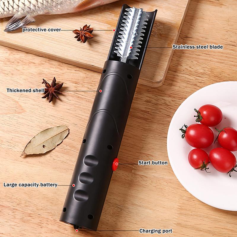 Rimuovi Squame Elettrico per Pesce Domestico Portatile Ricaricabile Completamente Automatico Lama in Acciaio Inossidabile Strumento per Squame di Pesce 1 Pezzo