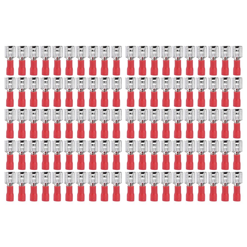 100Pcs Insulated Spade Wire Connector Copper PVC Electrical Crimp Terminal for Household