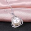Huitan Classic Triangle Inlaid Round Imitation Pearl Pendant Women Necklace for Engagement Wedding Ceremony Fashion Necklace