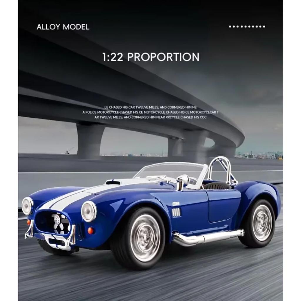 1/22 Ford 1965 Shelby Cobra 427 S/C Alloy Roadster Sports Car Model Diecast Metal Classic Car Vehicle Model Sound Light Kids Toy Gift