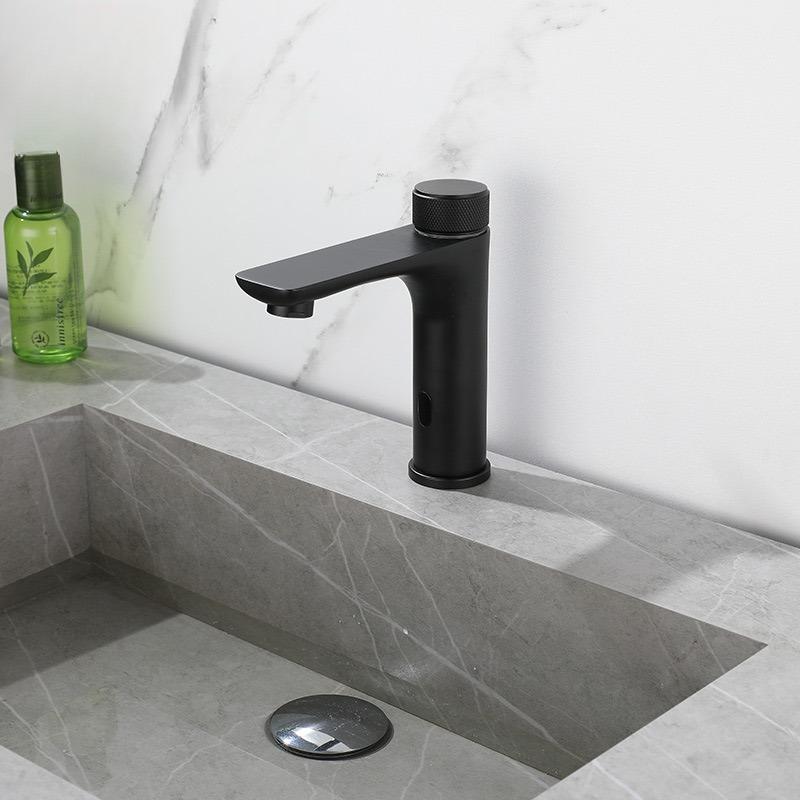 Sensor Bathroom Faucet Cold and Hot Deck Mounted Tap Brass Material Battery-powered Basin Sink Tap