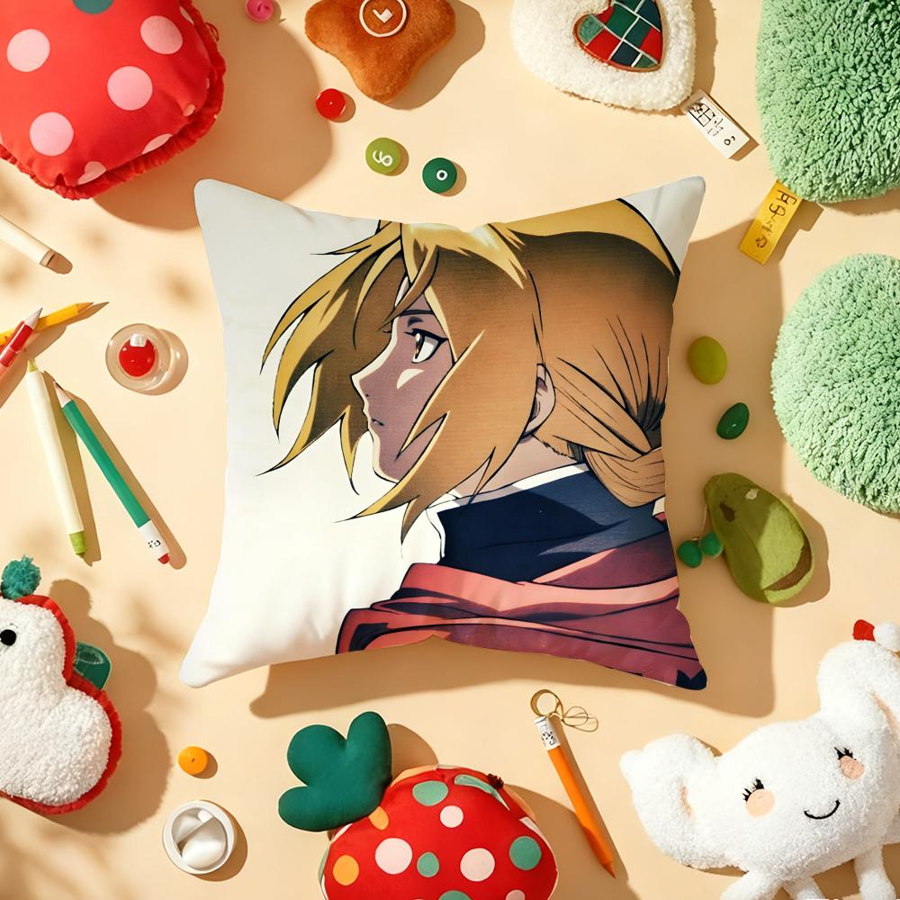 Cushion Cover Plush Fabric Soft DoubleSided Printed Sofa Warm Winter Home Gift Pillow Cover FFullmetal AAlchemist Anime