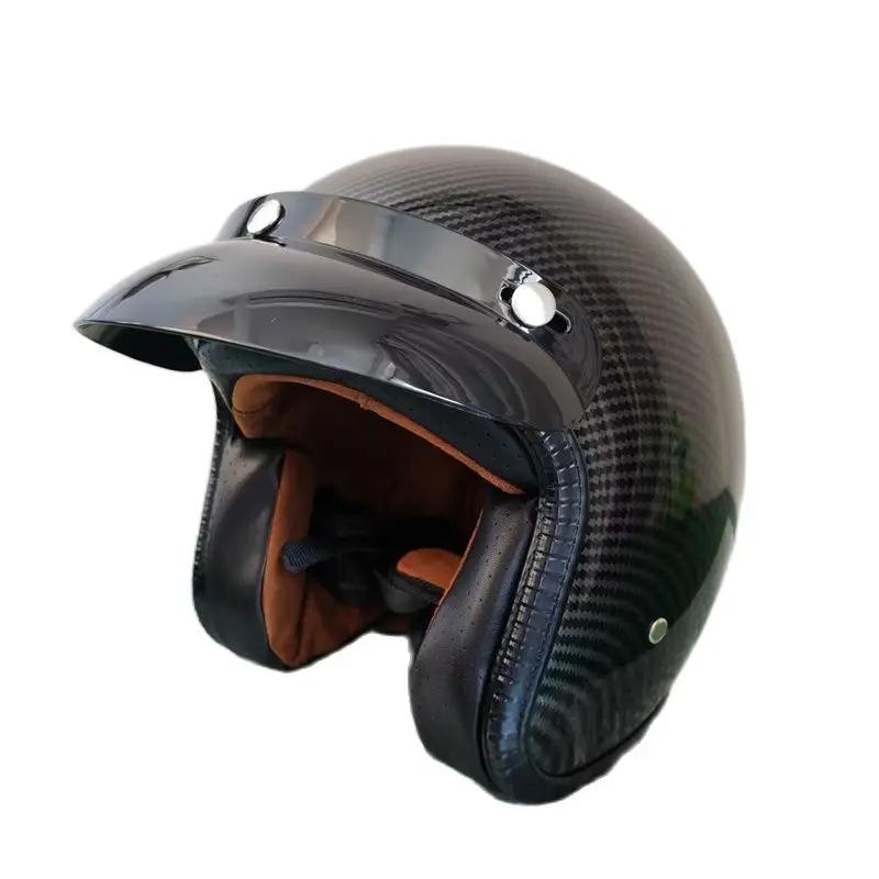 Retro 3/4 Open Face Motorcycle Helmet DOT Approved Cafe Racer Chopper Casco Retro Style CE Certified