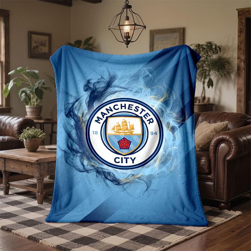 Manchester City Motiv Fleecedecke Gemütliche Weiche Plüschdecke Für Schlafzimmer Couch Reise