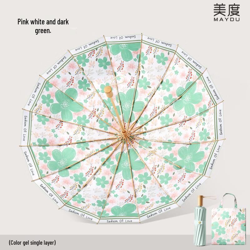 Meidu M3166 16-Rib UV Protection Three-Fold Umbrella