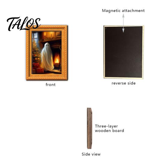 Holiday Kitchen Accessories Christmas Ghost/Dog/Cat Fridge Magnets, Retro Wooden Photo Frame Refrigerator Magnet, Strong Magnetic Creative Party