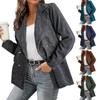 Blazer autunnale da donna tinta unita cardigan a maniche lunghe allentato doppiopetto caldo cappotto invernale formale da lavoro in velluto a coste per il lavoro