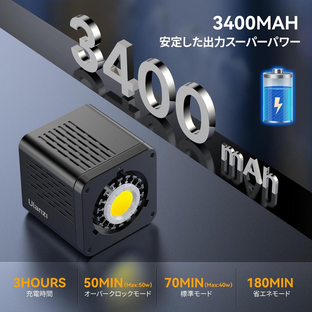 Ulanzi 40W PRO COB LED Video Stepless Dual Color Temperature Constant Max CRI 13150 Lux 8 Lighting Mini Bowens Power Charging and Portable for Live