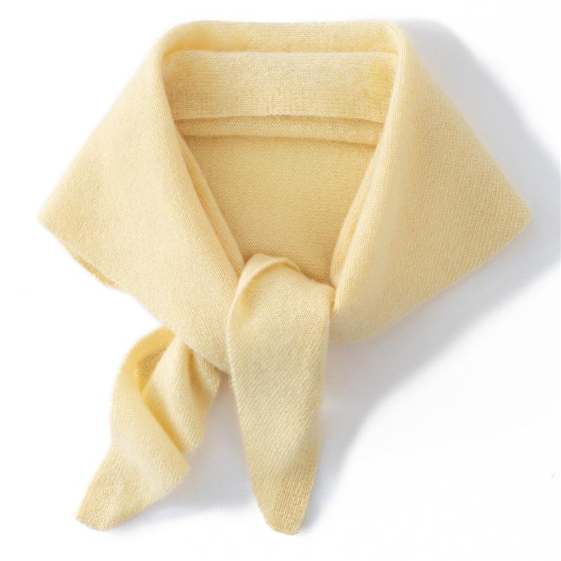 100% Pure Cashmere Women's Triangle Scarf - Solid Color, Autumn/Winter Versatile Knit Warmth