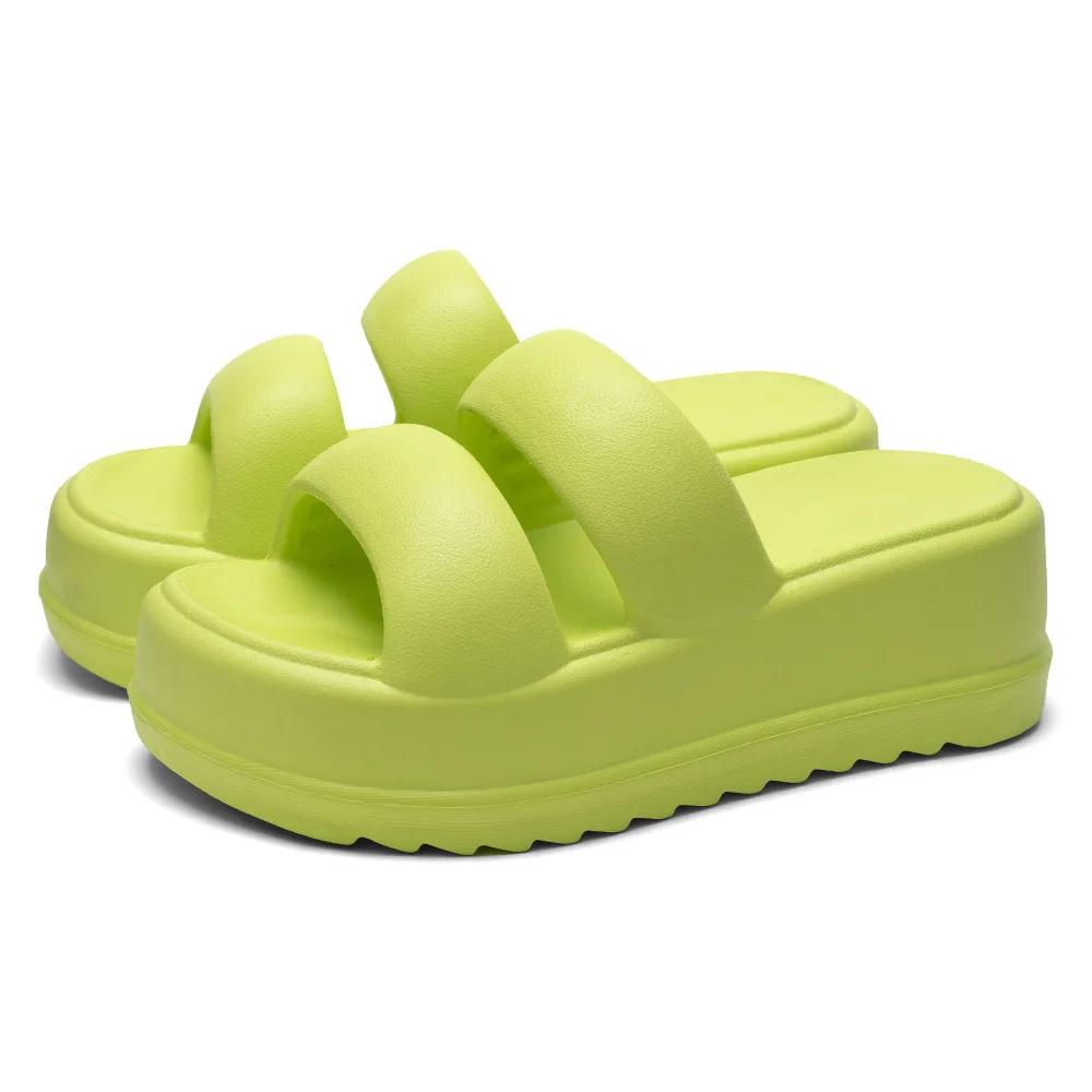 Fashion 2024 New Summer Women Fashion Thick Bottom High Heel Flip Flops Women Outer Wear Outdoor Beach Small High-Grade Casual Sandals