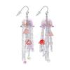 Handmade Jellyfish Dangle Earrings With Flowing Tassels Portable Accessory for Fashionable Ocean Lovers Outfits