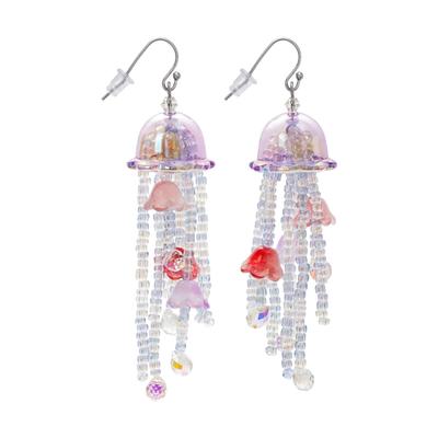 Handmade Jellyfish Dangle Earrings With Flowing Tassels Portable Accessory for Fashionable Ocean Lovers Outfits