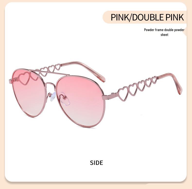 Korean Style Retro Round Heart-Shaped Frame Sunglasses: Trendy Light-Colored Street Style for Children