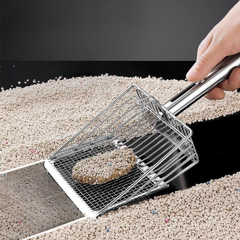 Metal Cat Litter Spatula, Large and Small Hole Cat Litter Spatula, Bentonite Tofu Cat Litter, Mineral Litter, Push-pull Poop Spatula