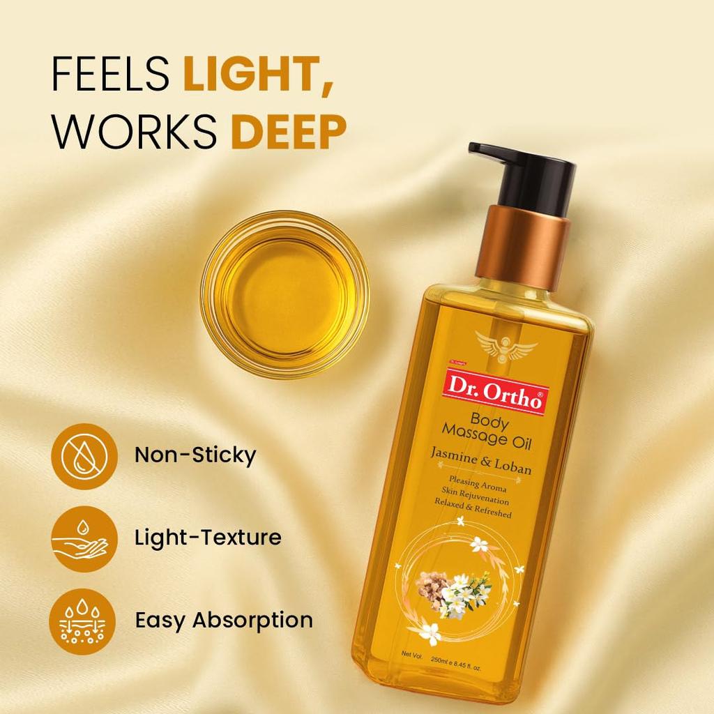 Dr.Ortho Jasmine & Loban Body Massage Oil 250ml Relaxing Aromatherapy Muscle Relief Oil
