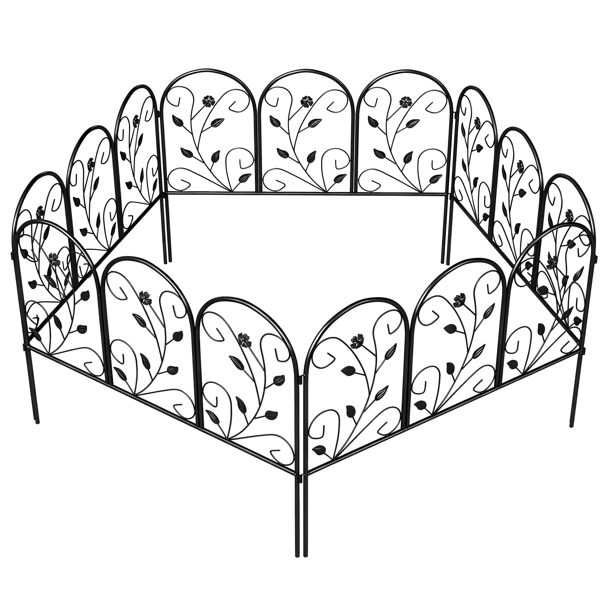 Clôture de Jardin Clôture Métallique 80 X 60 Cm Ensemble de Clôture Décorative en Treillis Avec Pied Pour Jardinières Barrière Anti-Animaux Noir