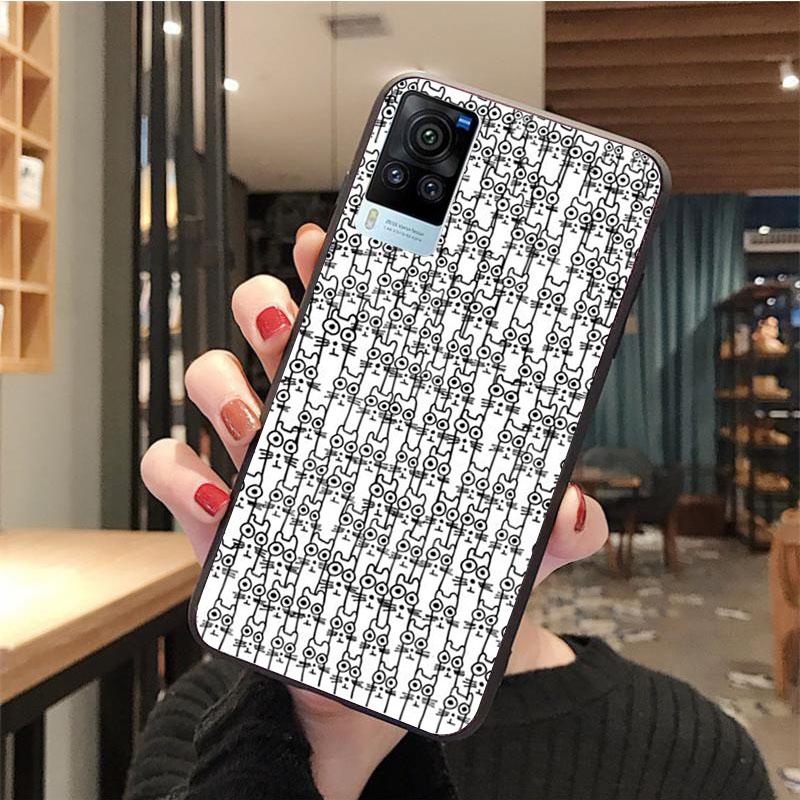 Чехол для телефона с черным котом для VIVO V21E V21 V23 V23E V2109 Y53S Y33S Y55 Y76 Y31 Y21 Y72 Y01 Y21S Y11S VIVO V21E 4G