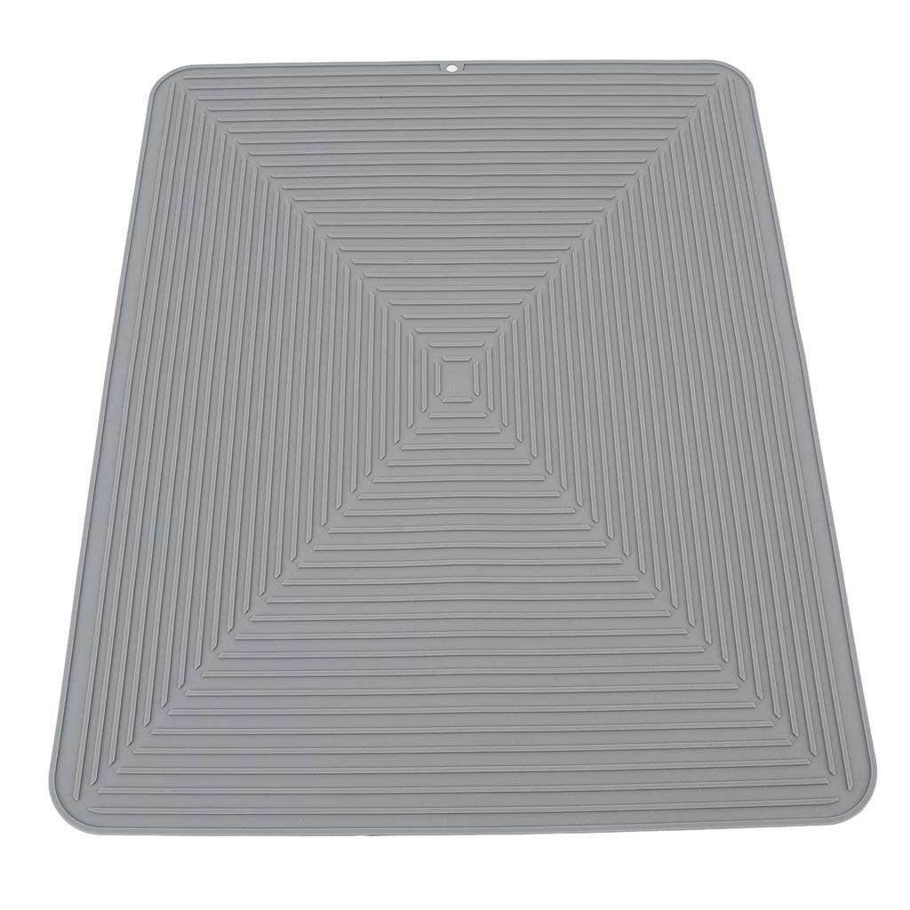 Silicone Dish Drying Mat Countertop Protector Heat Insulation Non Slip Drain Pad for Kitchen Counter Grey
