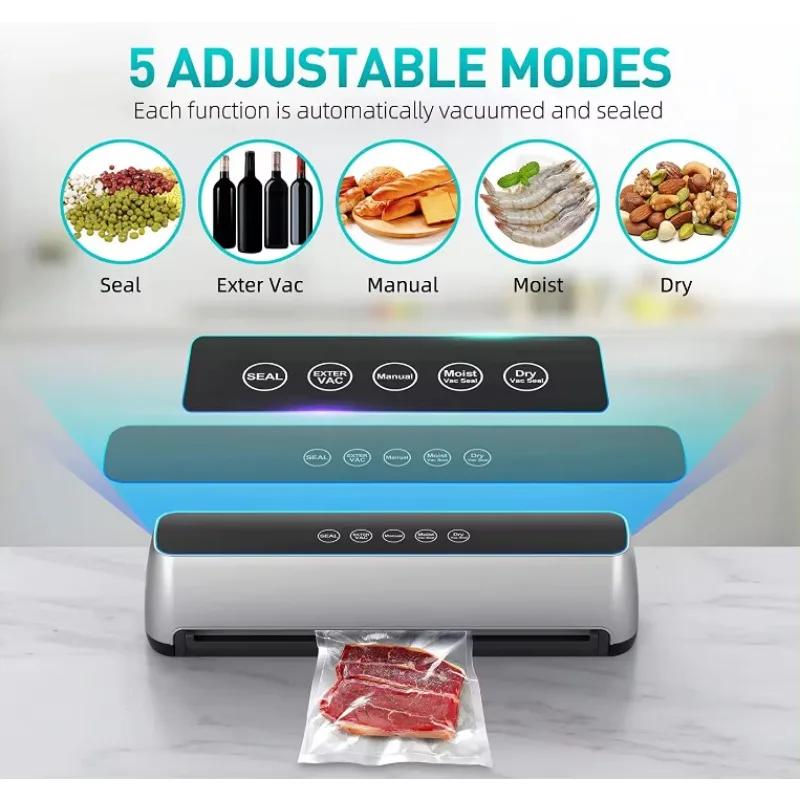 Food Vacuum Sealer Machine Automatic Sealing System for Food Storage Dry and Wet Food Modes LED Indicator Automatic Sealers