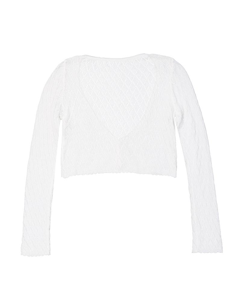 Amaps Diamond Pattern See-Through Summer Top & Cardigan Set - White Cardigan Purchased Separately