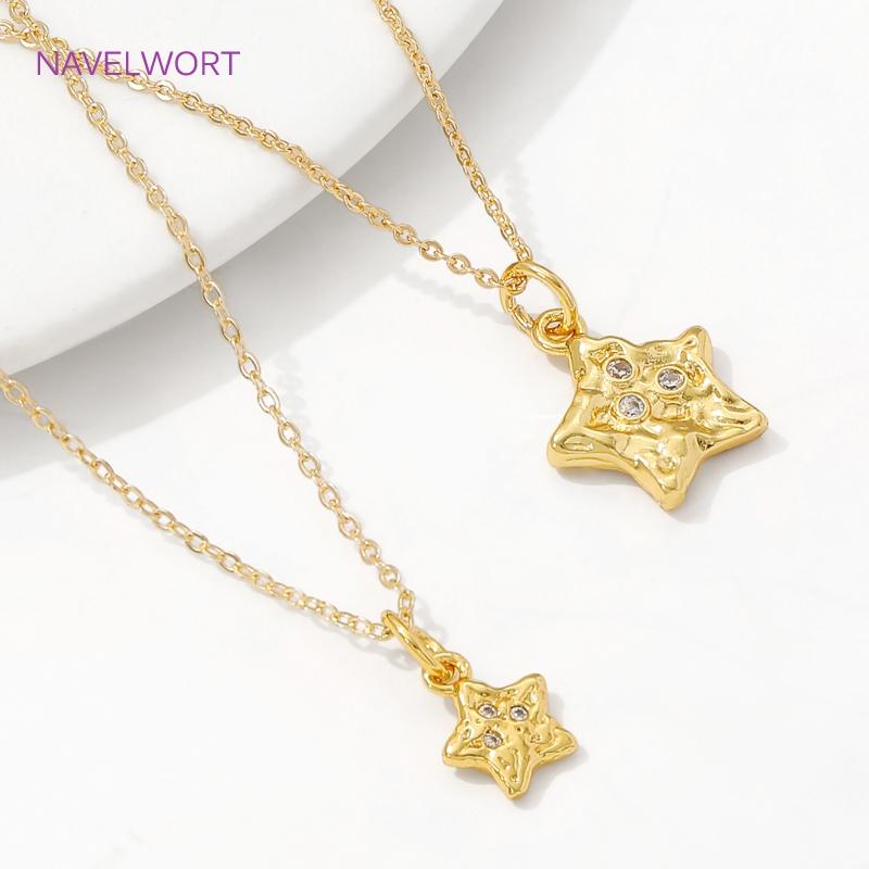 18K Gold Plated Brass Star Shape Pendants Charms For Jewelry Making,Inlaid Zircon Pendants,DIY Necklace Making Findings