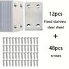 60-Piece Stainless Steel Plate Supports (with Screws) Durable Metal Supports for Furniture Wood Shelves And Cabinets