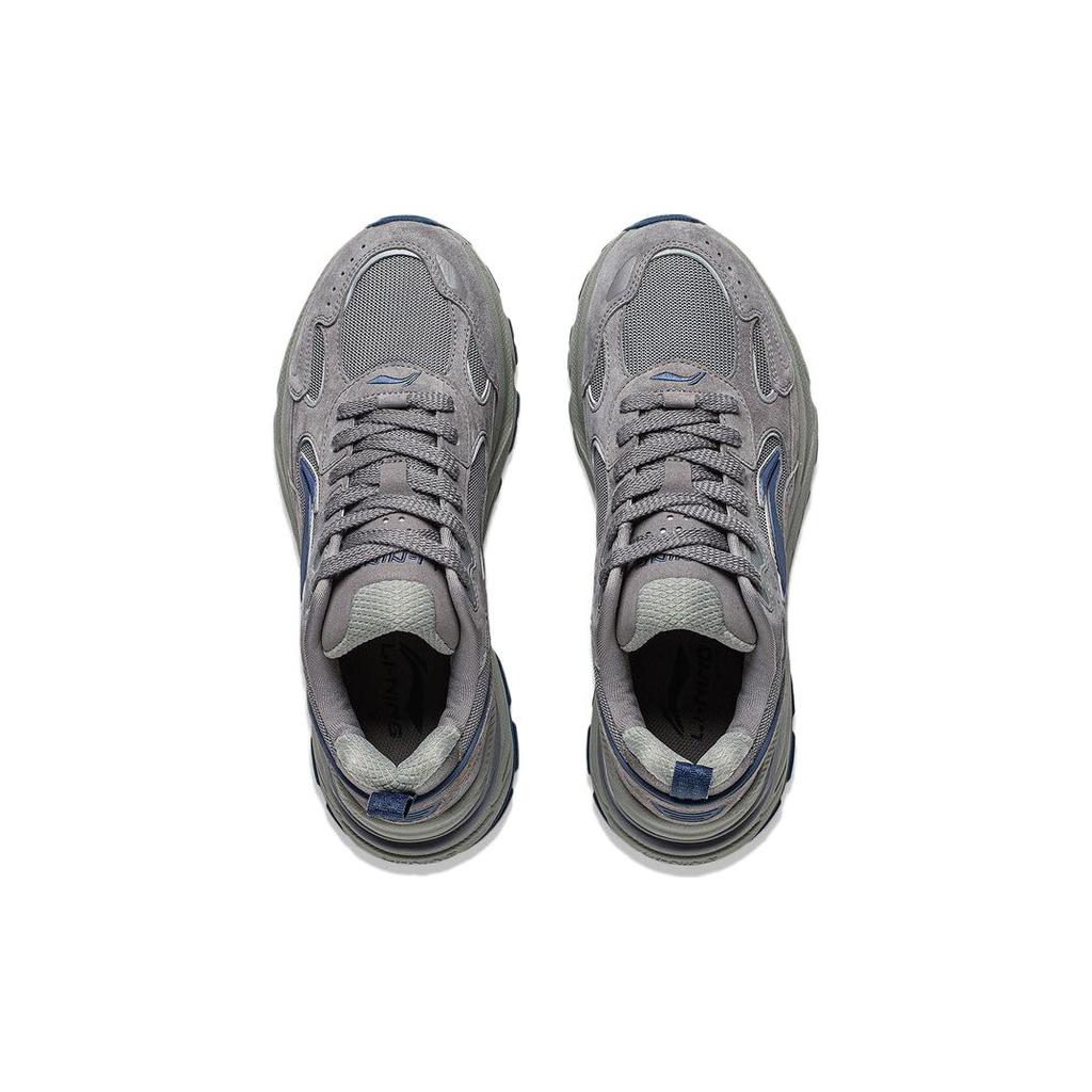 Li Ning Beicheng Cushioning Slip Resistant Abrasion Resistant Support Low top Chunky Sneakers Men's Gray AGCT425-2