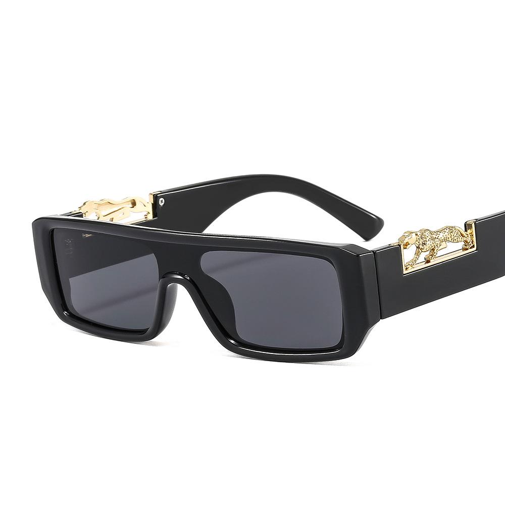 50224 New Arrival Small Square Frame Leopard Decoration Retro One Piece Women Men Shades Vintage Sunglasses Color