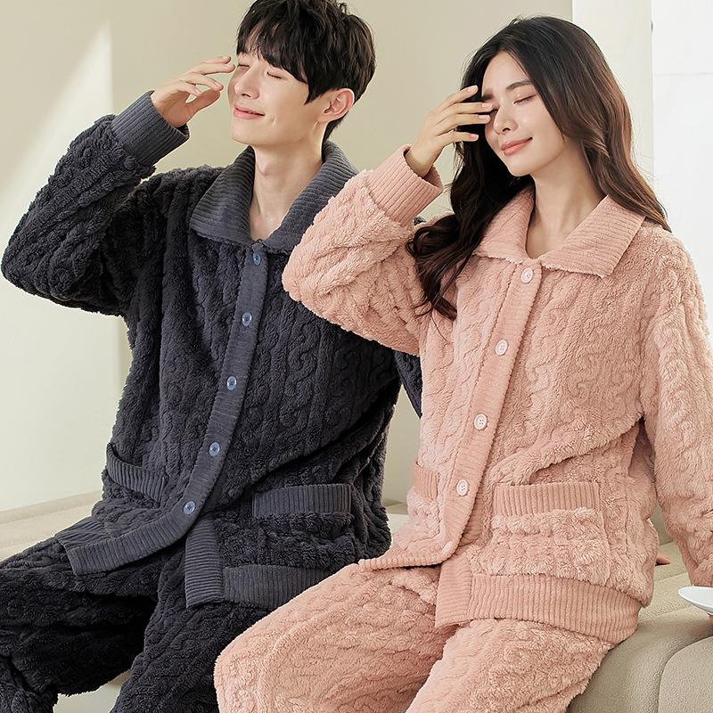 Women's Coral Fleece Pajamas - Thick, Warm Flannel for Autumn & Winter; Cute and Outdoor-Friendly Home Wear