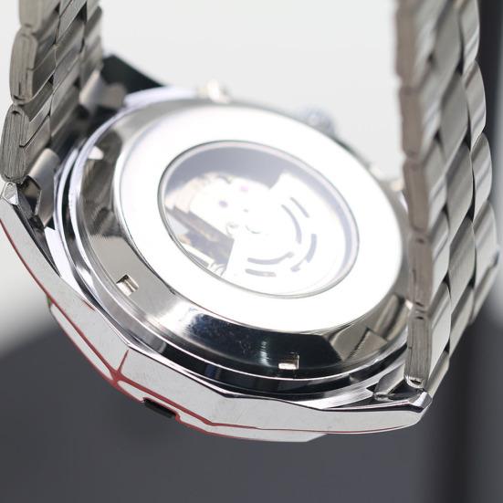 Men's Hollow Skeleton Dial Automatic Mechanical Stainless Steel Band Wrist Watch