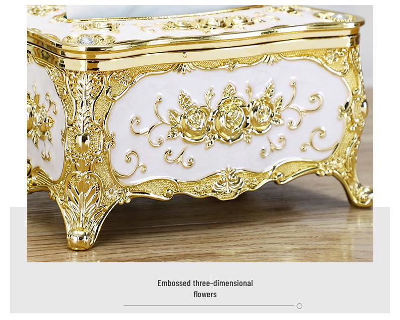 Gold Rim Napkin Tissue Dispenser Box - Creative Desktop Plastic Design