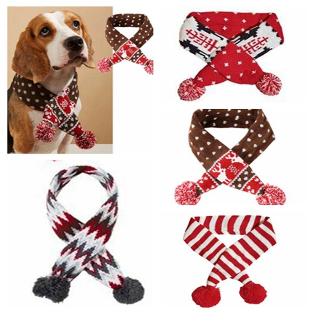 

Knitted Pet Scarf Elk Pet Neck Scarf Dog Accessories Christmas Dog Scarf Pet