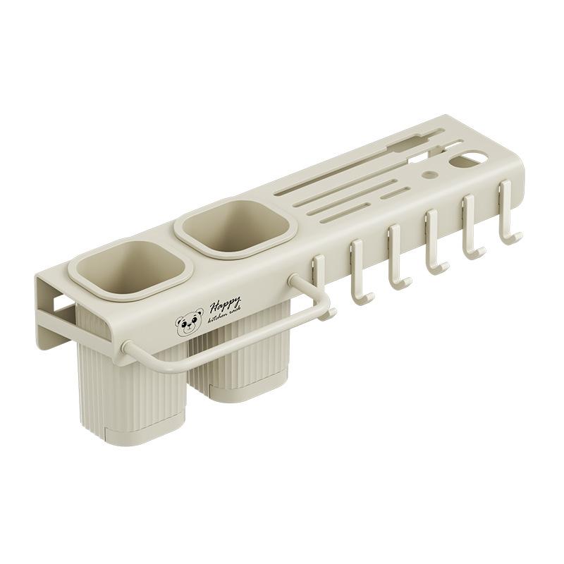 Wall Mounted Stainless Steel Knife Holder Kitchen Storage Shelf Cutlery Dishcloth Towel Drain Rack Hole-free Organizer