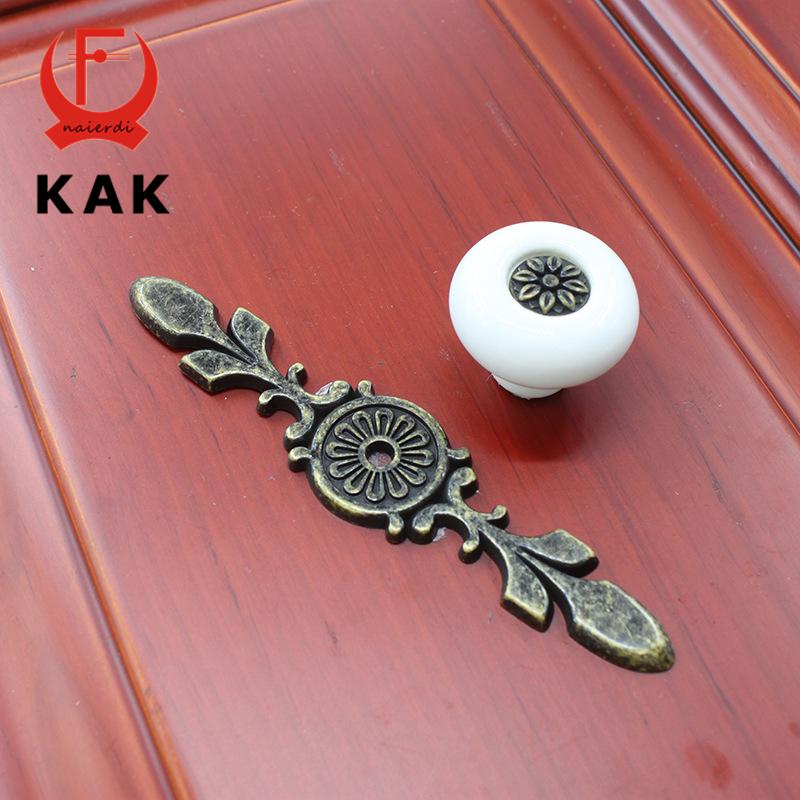 KAK Antique Bronze Ceramic Drawer Knobs Cabinet Cupboard Handles European Style Knobs Single Hole Handles Furniture Hardware