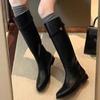 High-end Long Boots for Women's Flats Knee High Fashion Shoes Leather Winter High Boots New Walking Trend Chelsea Mujer De Botas