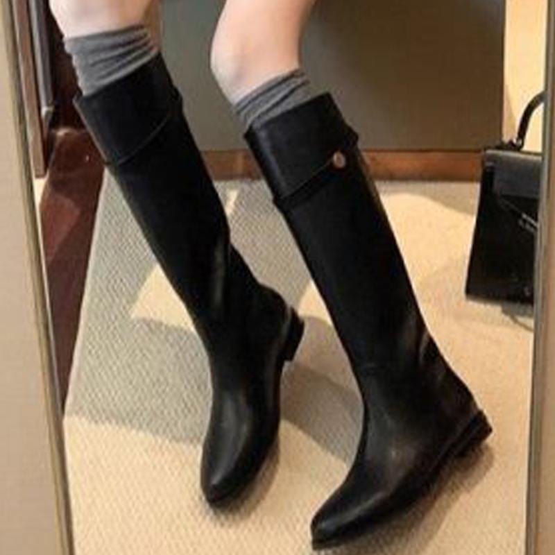 High-end Long Boots for Women's Flats Knee High Fashion Shoes Leather Winter High Boots New Walking Trend Chelsea Mujer De Botas