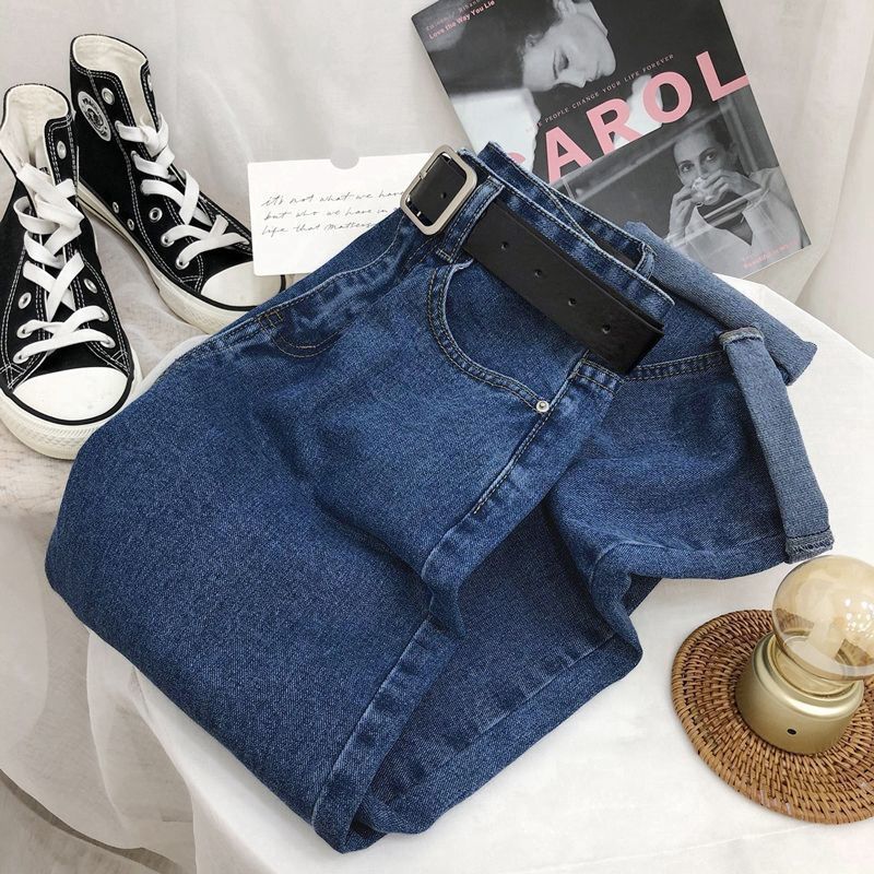 

Женские джинсы Харлан, летние новые, с высокой талией, облегающие, свободные, брюки-морковки, студенческие прямые 2XL recommends about 130-70kg