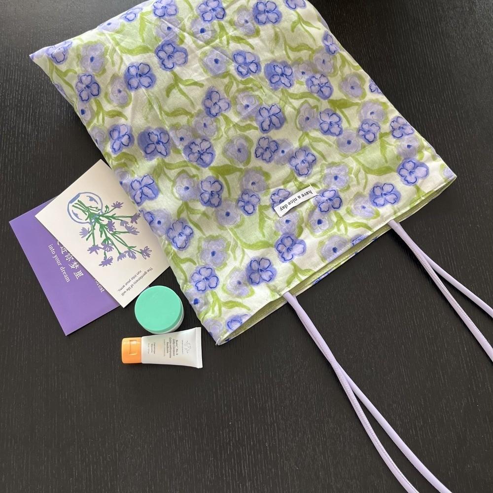 Green Double Sided Tote Bag Lightweight Shopping Handbags Chic Purple Flower Shoulder Bags  Travel