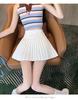 High-Waisted Summer A-Line Pleated Skirt for Women - Sweet & Fresh, Anti-Exposure, College Style, Petite Short Length.