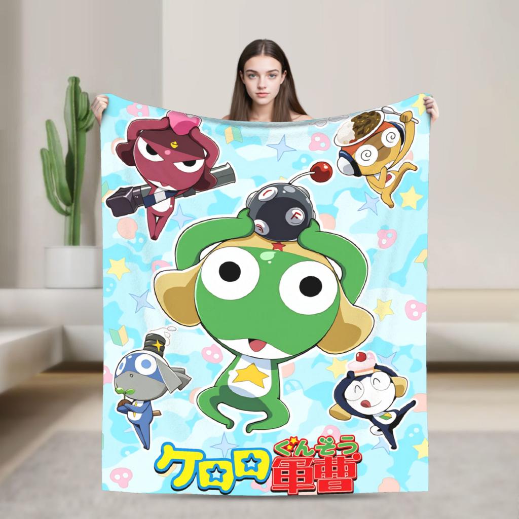 Classic Comedy Anime Keroros Frog Blanket  Travel Flannel Throw Blanket For Couch Chair Super Soft Design Quality Bedspread Gift