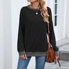 Women's Fashionable Color Blocked Round Neck Long Sleeved Casual Hoodie Top
