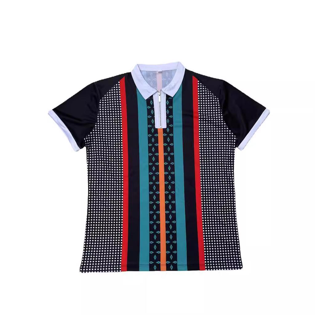 Tricou POLO pentru bărbați, cu rever și dungi, în carouri, la modă