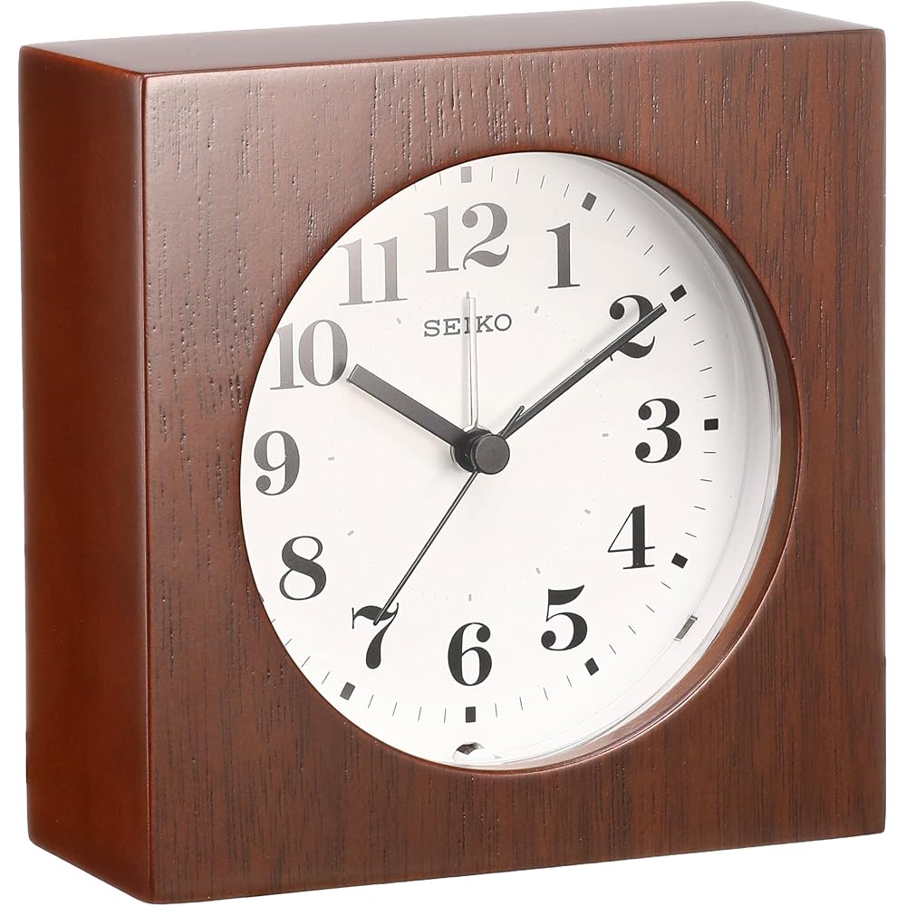 Seiko Clock Wall Clock/Desk Clock, Analog, Alarm, Wooden Frame, Brown Wood Finish, KR501B SEIKO
