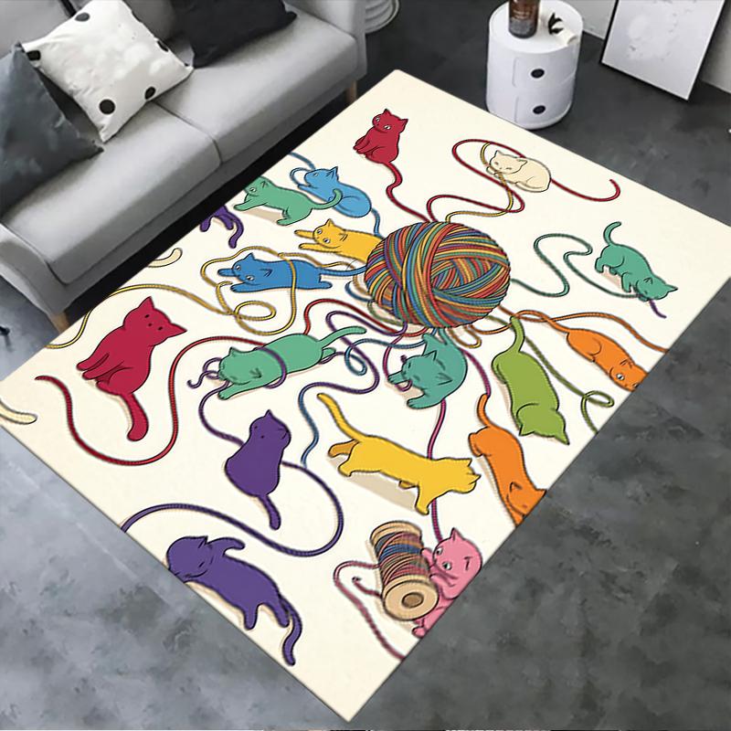 2025 New Plush Cat Carpet Rug for Living Room Bedroom Home Sofa Decoration,Kids Play Non-slip Floor Mat