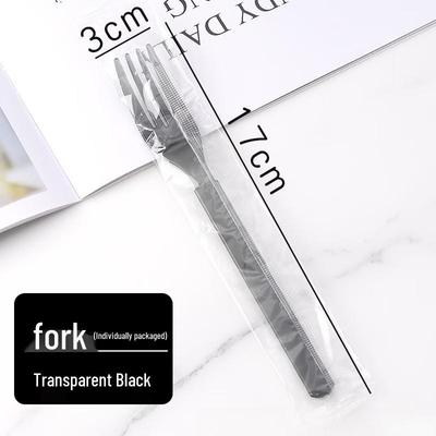 Handun Individually Wrapped Disposable Transparent Black Fork